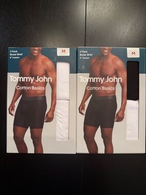 Tommy John Cotton Basics Boxer Brief Bundle of 2 Size Medium 8" Inseam NIB